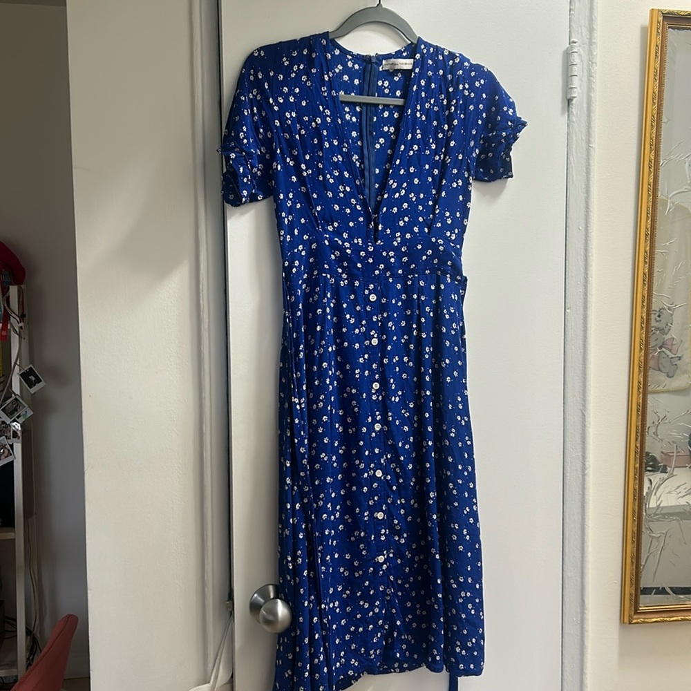 blue floral midi dress